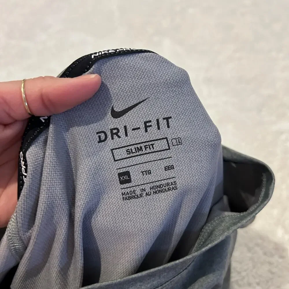 Nike Mens Bundle Slim Fit 2XL Green/Grey Workout Athleisure Luxe Shrt/Lng Sleeve - Picture 7 of 9